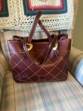 Dooney & Bourke Florentine Quilted Shopper Tote Oxblood Leather